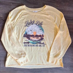Maurices | Lake Life Yellow Relaxed Crew Neck Sweatshirt Women’s Size Medium